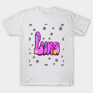 Luna - Flowers and dots Name Luna T-Shirt